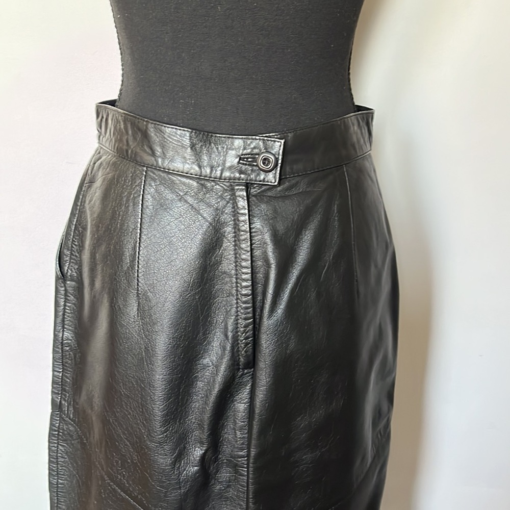 Leather Moto Pencil Skirt by Evan Davies Size 10 - Picture 2 of 11